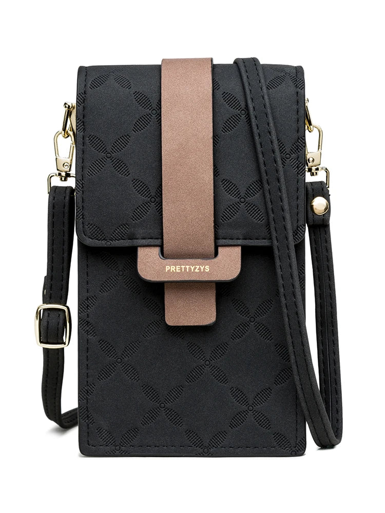 2023 summer new mobile phone bag wallet Japanese and Korean high-end PU plash buckle vertical large capacity single shoulder bag