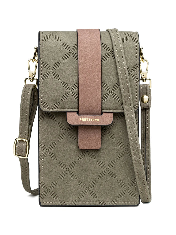 2023 summer new mobile phone bag wallet Japanese and Korean high-end PU plash buckle vertical large capacity single shoulder bag