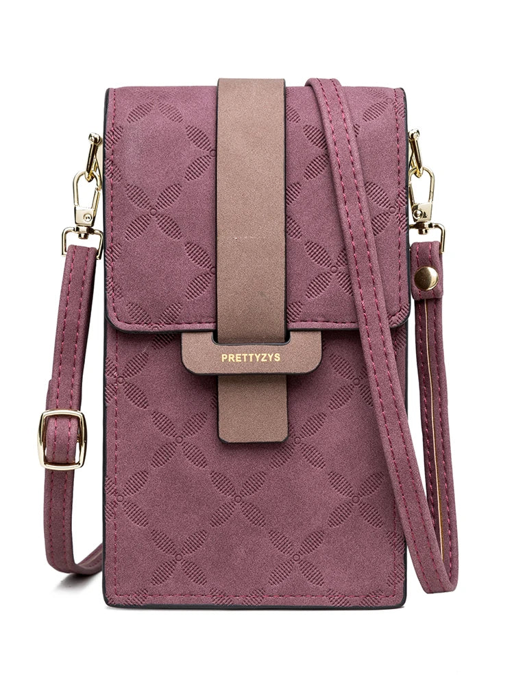 2023 summer new mobile phone bag wallet Japanese and Korean high-end PU plash buckle vertical large capacity single shoulder bag
