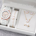 5/6PCS Women Watches Fashion Silicone Band Women Quartz Watches Jewelry Set Reloj Mujer Girls Clock Gift (Without Box)