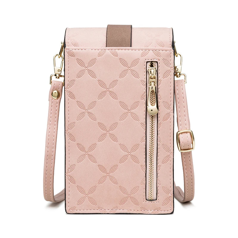 2023 summer new mobile phone bag wallet Japanese and Korean high-end PU plash buckle vertical large capacity single shoulder bag